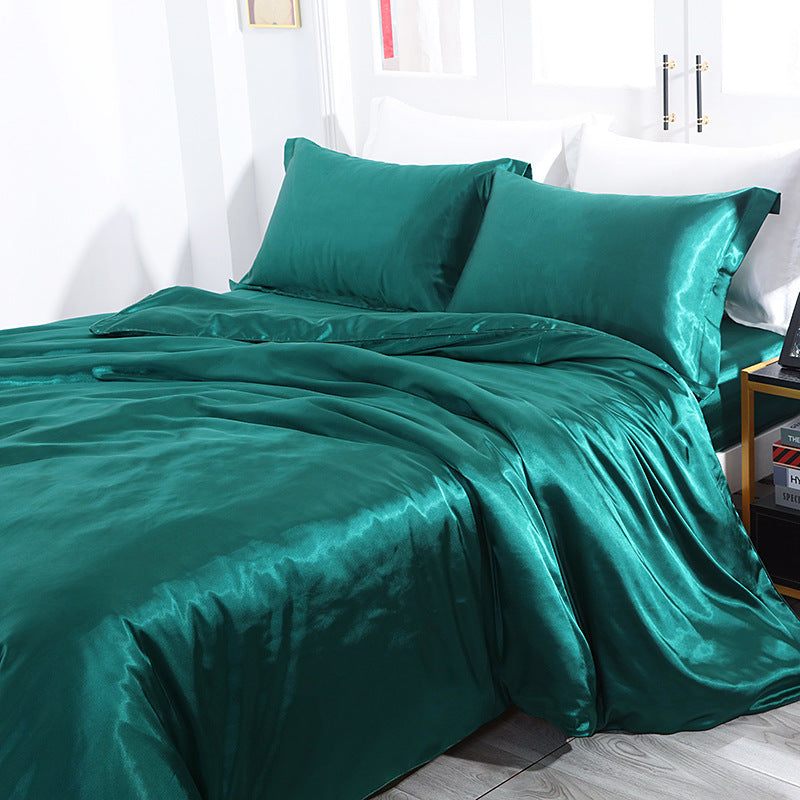 Luxury silk four-piece set double-sided mulberry silk satin quilt cover ice silk silk sheets bedding wholesale