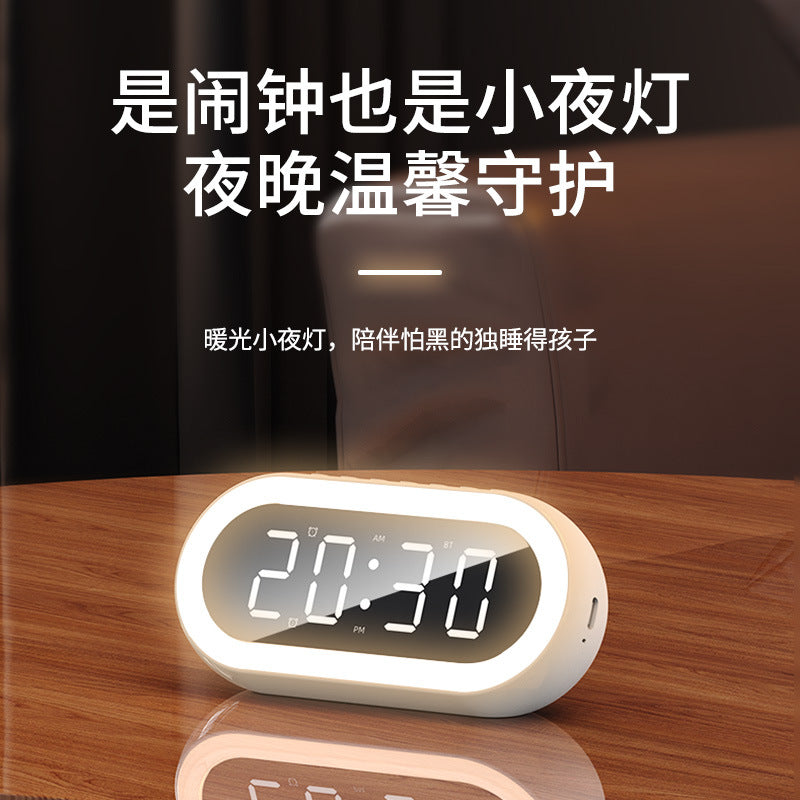 Cross-border creative private model LED digital clock student night light small alarm clock colorful RGB light multi-function Bluetooth audio