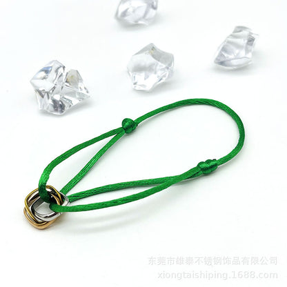 Creative hand-woven three-color three-ring big brand peripheral high-quality square titanium steel bracelet manufacturer wholesale bracelet
