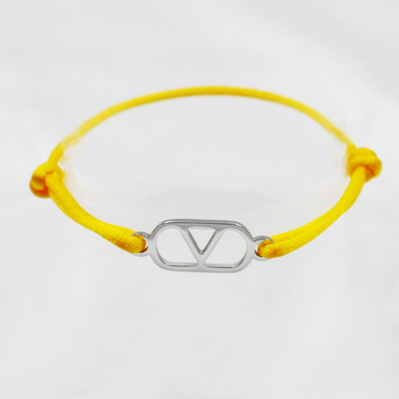 Cross-border source foreign trade hand-woven couple stainless steel Warren V bracelet hollow English letter bracelet adjustable