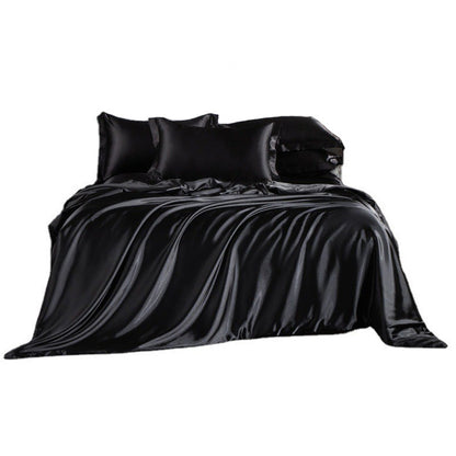 European-style satin four-piece set, Nantong City home textile wholesale, solid color silk silk duvet covers, bed sheets, covers, bedding