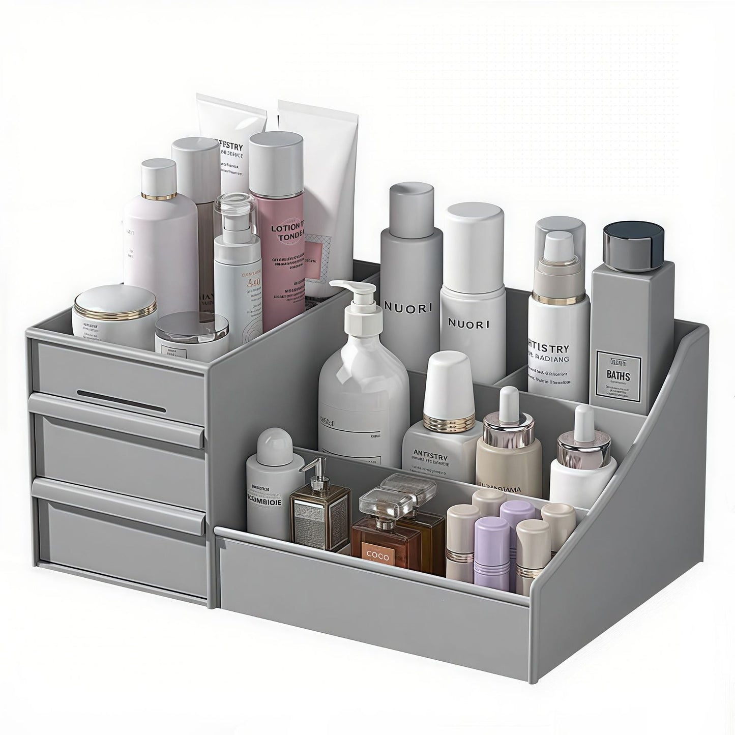 Desktop Cosmetics Organizer Black Storage Box with Drawers Bathroom Cosmetic Shelf Lipstick Box