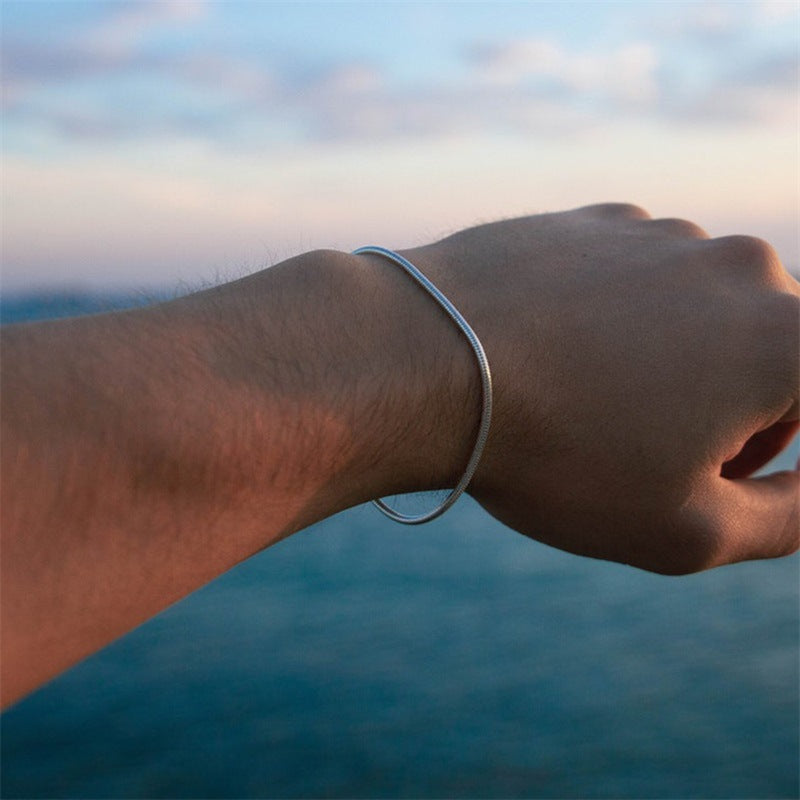 Korean round snake chain bracelet gold-plated stainless steel bracelet tide men's and women's jewelry fine bracelet batch