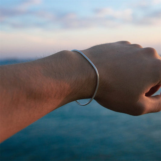 Korean round snake chain bracelet gold-plated stainless steel bracelet tide men's and women's jewelry fine bracelet batch