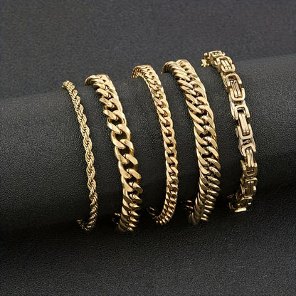 temu explosive stainless steel bracelet fashion men's bracelet set Cuban chain hip hop style titanium steel jewelry manufacturer