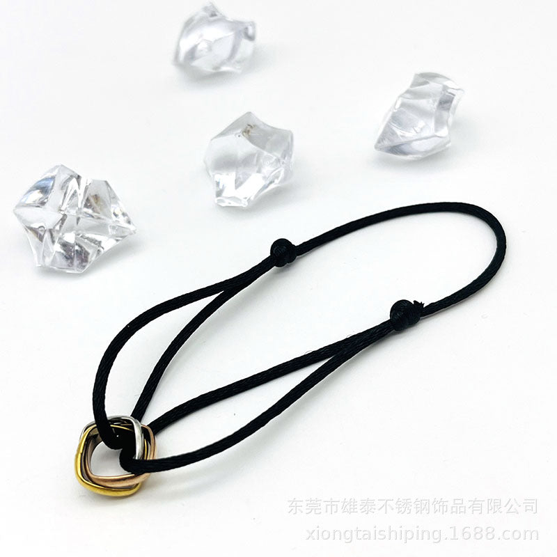 Creative hand-woven three-color three-ring big brand peripheral high-quality square titanium steel bracelet manufacturer wholesale bracelet