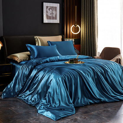 Luxury silk four-piece set double-sided mulberry silk satin quilt cover ice silk silk sheets bedding wholesale