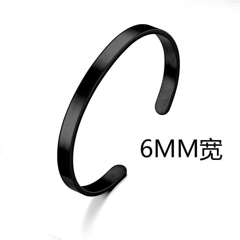 Cross-border titanium steel bracelet fashion simple stainless steel bracelet does not fade open C shape bracelet versatile hand jewelry wholesale