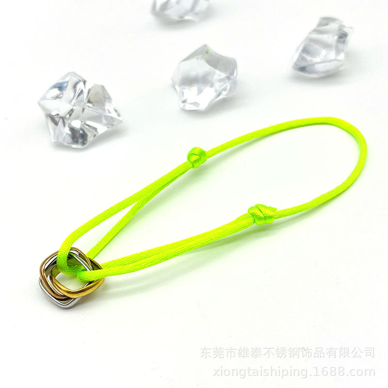 Creative hand-woven three-color three-ring big brand peripheral high-quality square titanium steel bracelet manufacturer wholesale bracelet