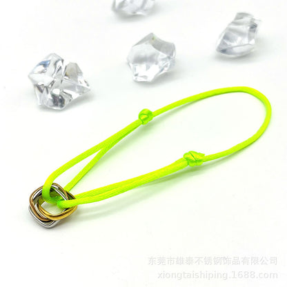 Creative hand-woven three-color three-ring big brand peripheral high-quality square titanium steel bracelet manufacturer wholesale bracelet