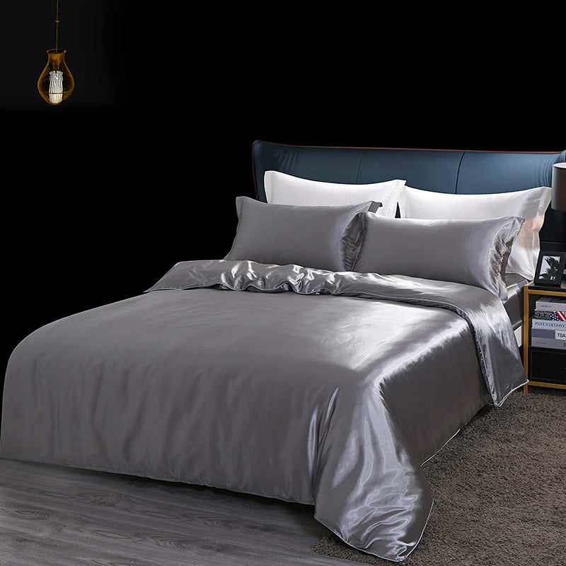Luxury silk four-piece set double-sided mulberry silk satin quilt cover ice silk silk sheets bedding wholesale