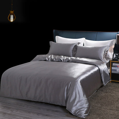 Luxury silk four-piece set double-sided mulberry silk satin quilt cover ice silk silk sheets bedding wholesale