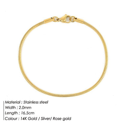 Korean round snake chain bracelet gold-plated stainless steel bracelet tide men's and women's jewelry fine bracelet batch